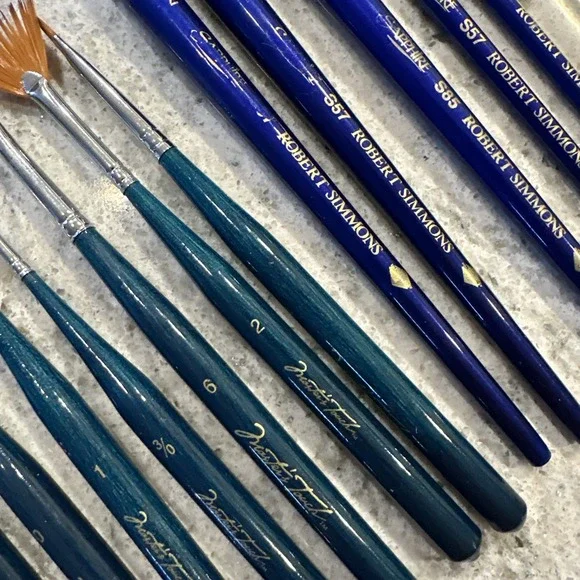 Lot Of Vintage Oil Paint Brushes 40 Winsor & Newton Robert Simmons Master Touch - Picture 9 of 16